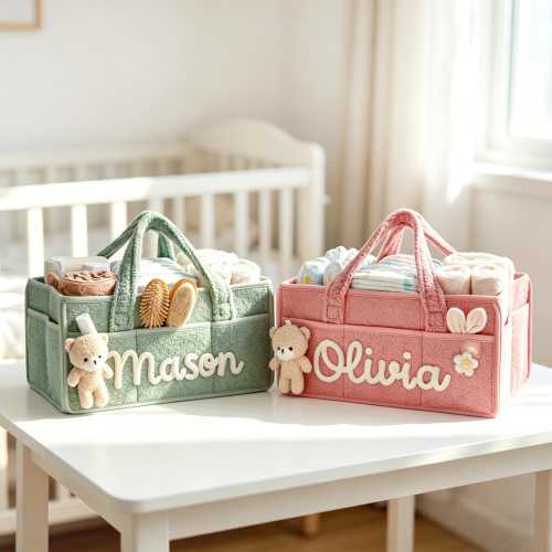 Personalized Baby Diaper Caddy Organizer: Custom Name, Boy & Girl Shower Gift Basket