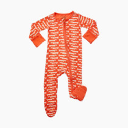 Clover Baby & Kids Printed Zip Footie - Coral Dog, 0-3M