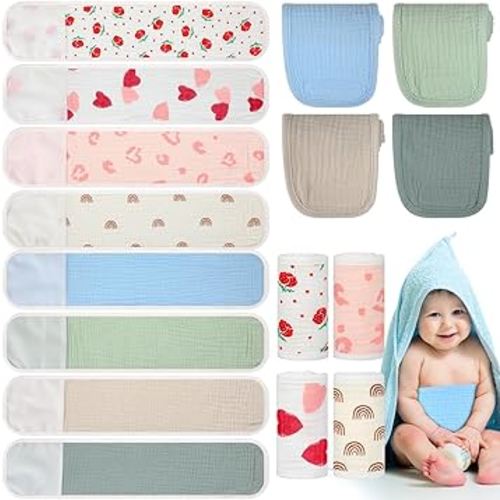 Vabean 8 Pcs Baby Infant Umbilical Cord Comfort Adjustable Cotton Belly Band for Protection, Baby Gifts for 0 To12 Months (Cute)