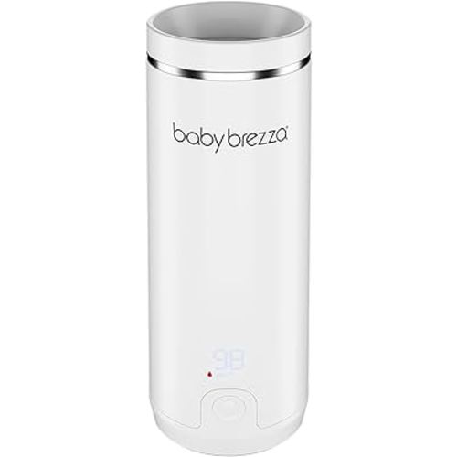 Baby Brezza Portable Warmer – 3X Faster Baby Bottle Warming - Travel Breastmilk and Formula Warmer - Safe, Even Heating - Up to 9oz - No Adapters, White