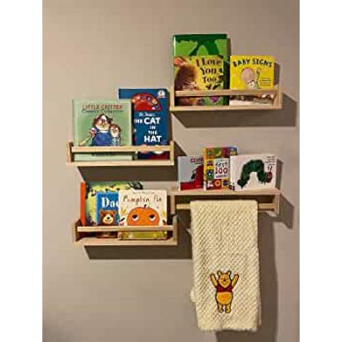 Floating Shelves for Wall, Burlywood Nursery Book Shelves, 15.7 inch Kids Bookshelf, Wall Shelves for Living Room Bedroom Decor,Kitchen Spice Rack,Bathroom Storage Rack(4 Pack)