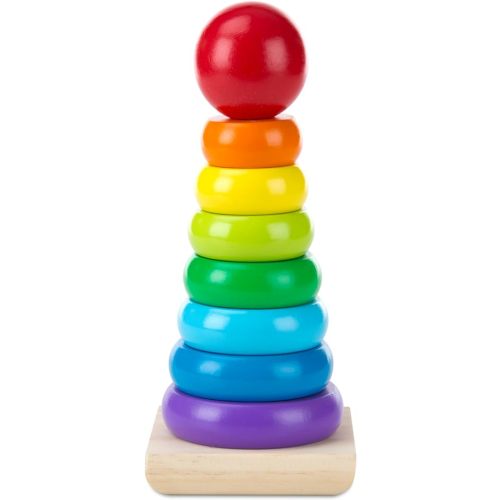 Melissa & Doug Rainbow Stacker Wooden Ring Educational Toy - Wooden Rainbow Stacking Rings Baby Toy, Stacker Toys For Infants And Toddlers