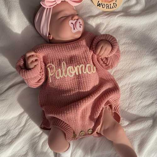 Custom Cotton Knit Baby Romper, Personalized Baby Name Romper, Going Home Outfit Sleeper, Newborn Announcement Outfit, Knit Onsie With Name