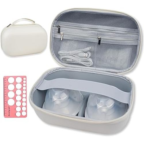 Sarlar Breast Pump Bag Carrying Case for Momcozy & Willow, Use with Hands Free Wearable Breast Pumps for Security/Medela/eufy/Bluefair, Travel Pumping Bag with Nipple Ruler & Removable Tray(Holds 2)