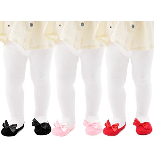 Mini angel Baby Tights Non Slip Baby Girl Tights Plain/Shoe-Look Leggings Seamless Pantyhose Warm Cotton Leggings Non-Skid