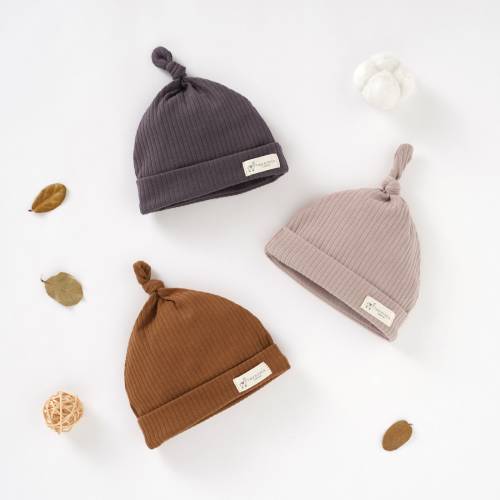 Organic Cotton Baby Hats Set of 3 | Ribbed Hat 0-6 Months | Gender Neutral Baby Shower Gift | Tiny Alpaca
