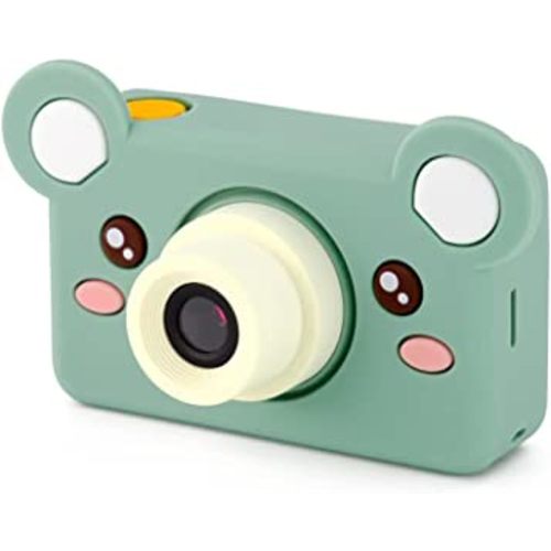 Kidamento Kids Digital Camera & Video Camcorder, Soft BPA-Free Silicone Casing, 32GB Memory Card - Model C - Mikayo The Bear