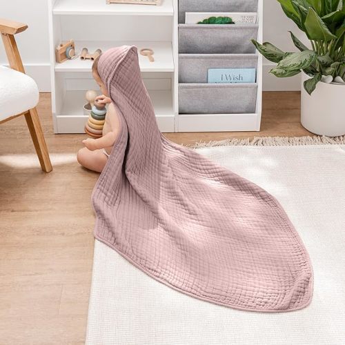 Comfy Cubs Hooded Baby Towel 2-Pack, Large 32 x 32 Inch: Mauve