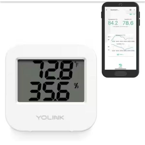 YoLink Smart Temperature Humidity Sensor Works w/Alexa IFTTT, 1/4 Mile Super Long Range Wireless Digital Hygrometer with Alarm YS-8003