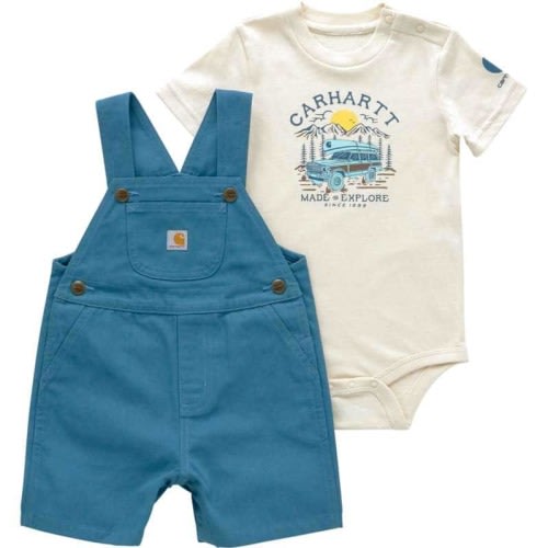 Boys' 2-Piece Short Sleeve Bodysuit & Canvas Shortall Set (Infant) | Full Stock Sale | Carhartt