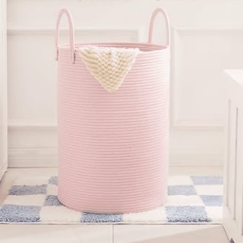 Woven Cotton Rope Laundry Hamper,60L for Decorative Storage of Dirty Clothes,Toys and Blankets in Bathroom