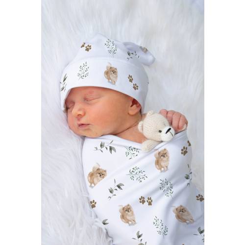 Pomeranian Baby Swaddle Blanket Custom Pomeranian Swaddle Personalized Name Swaddle Baby Shower Gift Baby Boy Name Blanket Coming Home