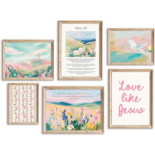 Pastel Pink Christian Wall Art Bible Verse Preppy Canvas Wall Decor Girl Trendy Christian Poster Aesthetic Floral Scripture Prints Cute Religious Pictures for Girls Room Bedroom 8x10x6 Inch Unframed