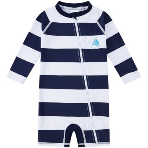 Baby Boy Swimsuit Rash Guard Shirts Toddler Boy Swimwear Full Zipper UPF 50+ Sun Protection Infant One Piece Bathing Suit