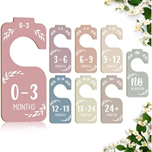 Wooden Baby Closet Dividers for Baby Clothes Organizer,Colorful Baby Closet Organizer for Nursery Decor,Baby Clothes Dividers for Closet Size Hangers for New Mom Dad Parents