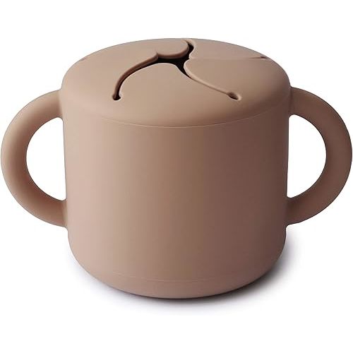 mushie Silicone Snack Cup | Spill Proof Food Container for Toddler and Baby (Natural)
