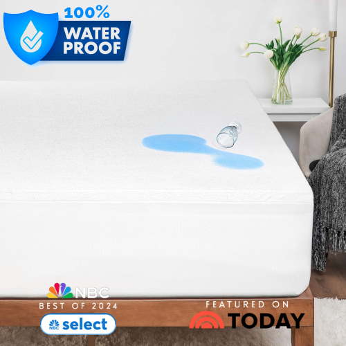 Nestl 100% Waterproof Cotton Deep Pocket Waterproof Mattress Protector Queen, Bed Bug Protection Mattress Cover Fits Mattresses Up to 21 inch