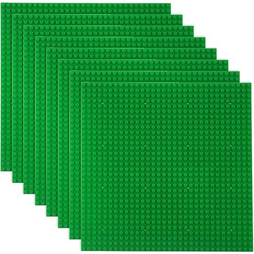 LVHERO Classic Baseplates Building Plates for Building Bricks 100% Compatible with All Major Brands-Baseplate, 10in x 10in, Pack of 8 (Green)