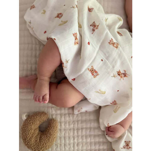 Organic Cotton & Bamboo Muslin Swaddle Blanket in Yorkie