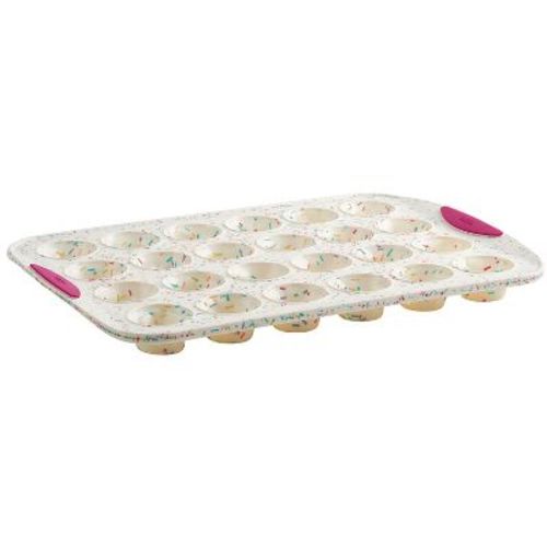 Trudeau Structure Silicone 24 Cavity Mini Muffin Pan, Confetti/Fuchsia