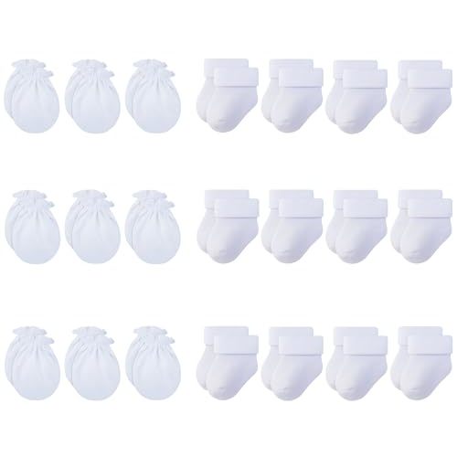 RATIVE Bundle No Scratch Mittens and Newborn Socks 0-6 Months for Baby Boys Girls
