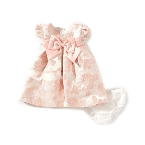 Bonnie Jean Baby Girls Petal-Sleeve Floral Jacquard Patterned Trapeze Dress