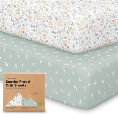KeaBabies 2-Pack Organic Crib Sheets for Boys, Girls - 52x28 Fitted Crib Mattress Sheet Neutral, Breathable Jersey Cotton Cover for Baby Bed, Toddler Mattress, Soft & Cute Prints (Daisies)