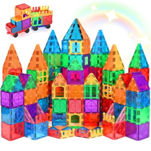 IYHN Magnetic Tiles 102pcs Preschool Learning Sensory Montessori Toys, Educational Toys for Toddlers Kids Ages 3+, 3D Magnet Building Blocks for Boys Girls