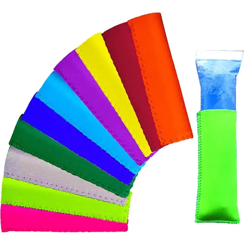 CREPRO Ice Pop Sleeves, 10 Pack Popsicle Holders Bags, Original Neoprene Freezer Popsicle Covers, 10 Colors (Original)