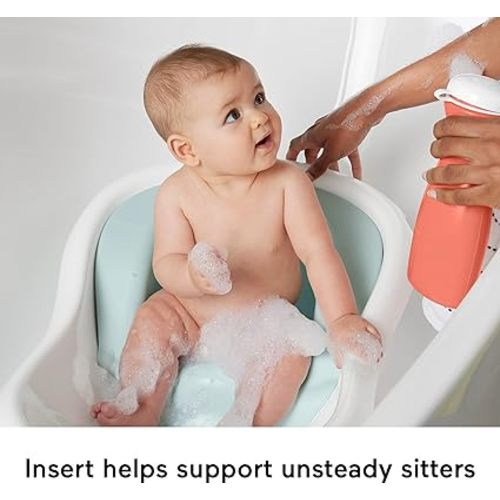Fisher-Price Baby to Toddler Bath 4-in-1 Sling ‘n Seat Tub with Removable Infant Support and 2 Toys, Summer Blossoms