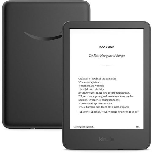 Amazon Kindle 16 GB - Lightest and most compact Kindle, now with faster page turns, and higher contrast ratio, for an enhanced reading experience - Without Lockscreen Ads - Black