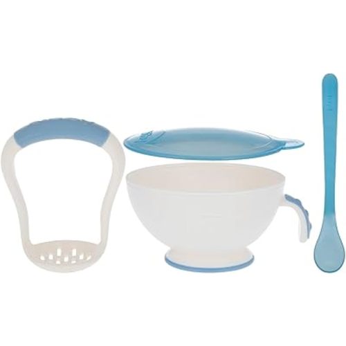 Nuby Garden Fresh Mash 'N' Feed 4 Piece Baby Preparation & Feeding System (Blue)
