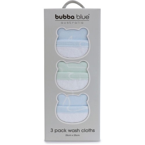Bubba Blue Nordic Washer Cloths 3 Pack - Sky/Avocado