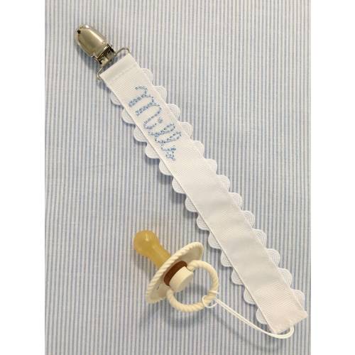Monogrammed Pacifier Clip Holder Embroidered Name