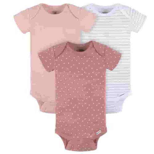 Gerber Baby Neutral Short Sleeve Bodysuits, 3-Pack, Sizes Newborn - 24 Months