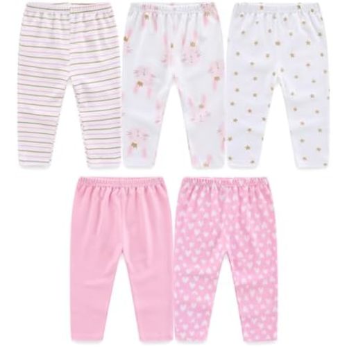 Unisex Baby Boy Girl Pants Sets Cotton Soft Infants Bottoms Casual 5 Pack 0-12 Month Babies' Leggings