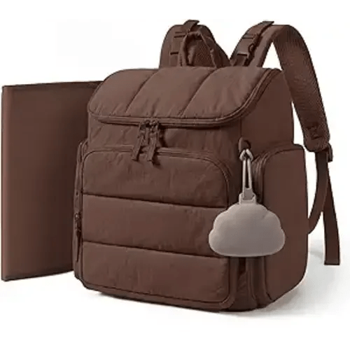 mommore Diaper Bag Backpack, Baby Bag with Waterproof Changing Pad and Stroller Straps for Toddler, Diaper Backpack for Mom Dads with Insulated Pockets & Pacifier Case, Baby Essential, Coffee