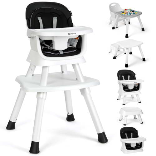 Richya 8 in 1 Baby High Chair for Babies, Toddler Dining Booster Seat, BPA Free PP Material, Black