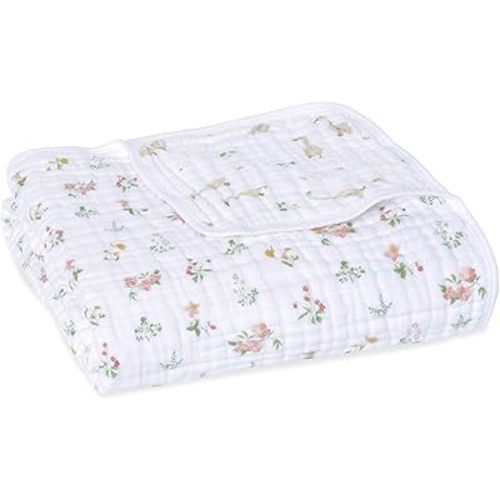 aden + anais Essentials Dream Blanket, Muslin Baby Blankets for Girls & Boys, Ideal Lightweight Newborn Nursery & Crib Blanket, Country Floral