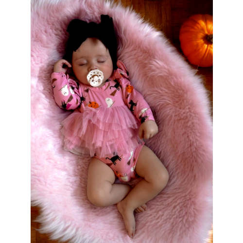 Long Sleeve Tutu Bodysuit, Broomstick Friends Pink