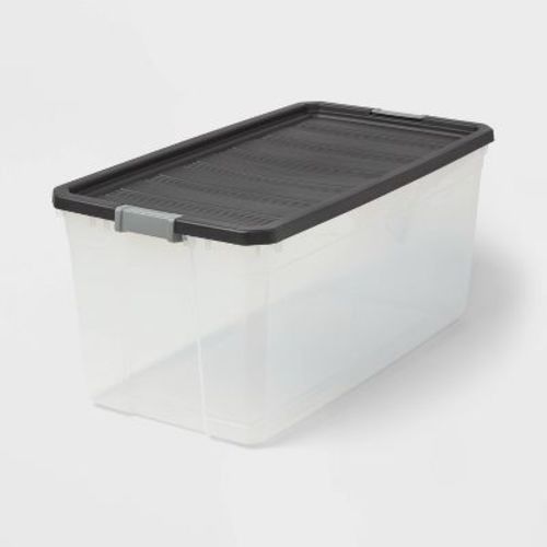 200qt Heavy Duty Latching Clear Storage Box - Brightroom™: Portable Black Utility Bin With Lid, 200qt Capacity