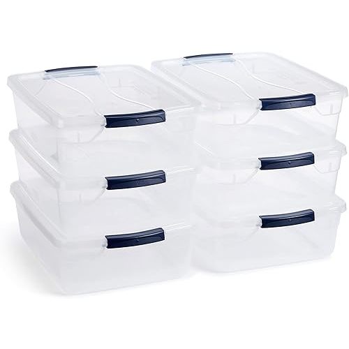 Rubbermaid Cleverstore 17 Qt Clear Storage Bins with Lids, 6-Pack, Stackable, BPA-Free, Made in USA
