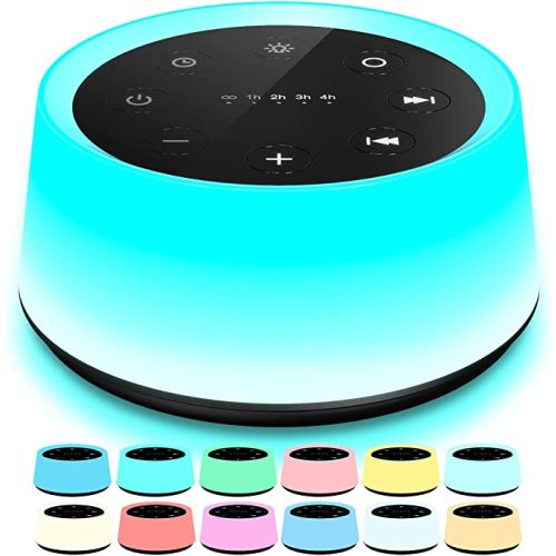 ColorsNoise Sound Machine and White Noise Machine with 30 Soothing Sounds 12 Colors for Kids Adult Baby Night Light with Memory Function for Home Office (Black)