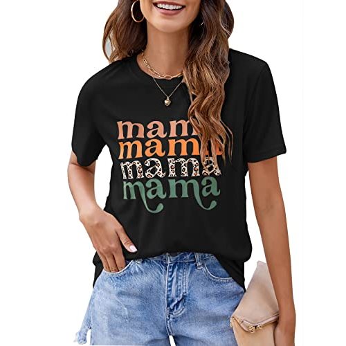 Blooming Jelly Womens Mama Shirt Fashion Graphic Tee Shirts Loose Fit Summer Tops Short Sleeve Blouses