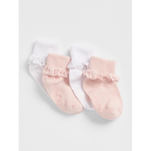 Toddler Lace Roll Crew Socks (4-Pack) in multi, size: 12-24 M