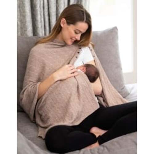 Caleb | Camel Cable Knit Nursing Cover Maternity Shawl