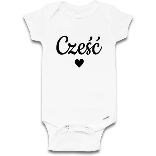 Polish Greeting Baby Bodysuit, Cześć [means "Hi/Hello"], Polish Pregnancy Announcement Outfit, Polish Baby Gift, Size 0-3 Months