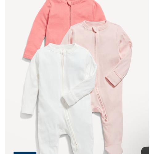 Unisex 3-Pack Sleep & Play 2-Way-Zip Footed One-Piece for Baby | Old Navy