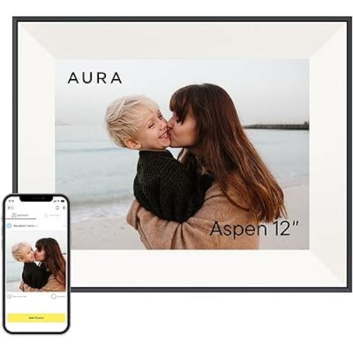 Aura Aspen 12" Digital Photo Frame - Black with Paper Mat