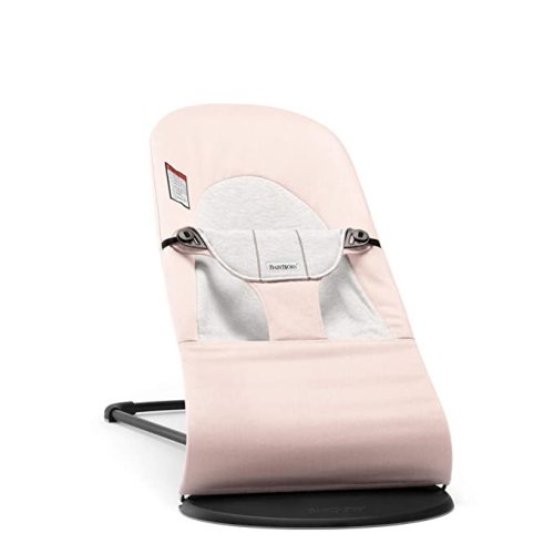 BabyBjörn Bouncer Balance Soft - Light Pink/Gray, Jersey Cotton, 2-in-1 Adjustable Baby Bouncer Seat and Toddler Chair, Newborn to Toddler (8-29 lbs), 4 Positions, Lightweight & Portable